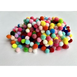 Velour pompom 8mm Mixed colors, 50 pieces