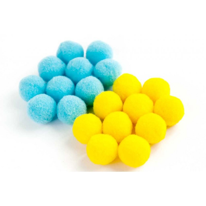 Pom pom set of 20 pieces 20mm Yellow and blue
