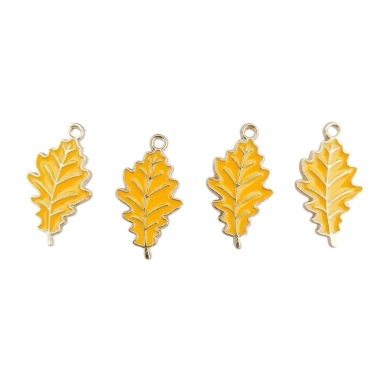 Enamel pendant 23х12mm Yellow leaf