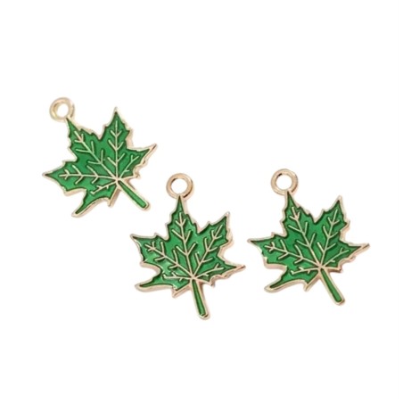 Metal enamel pendant 18x14mm Maple leaf