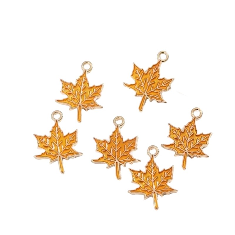 Metal enamel pendant 18x14mm Maple leaf
