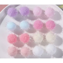 Velour pom poms 20mm Pastel lurex mix, 20 pcs